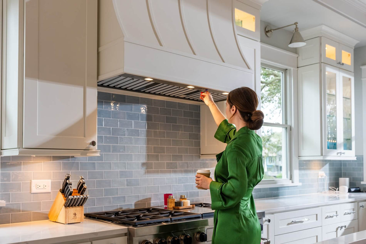 Ventilation insert installed inside a Hoodsly wood range hood