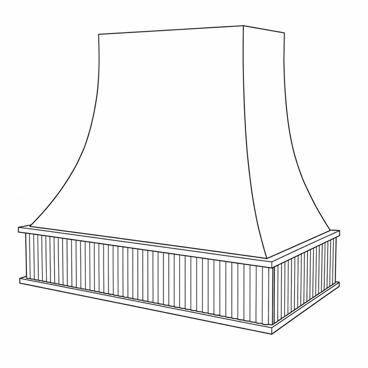 Curved hood with reeded band detail